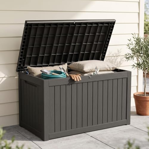 outdoor storage box, 270 gallon waterproof deck box, view 9