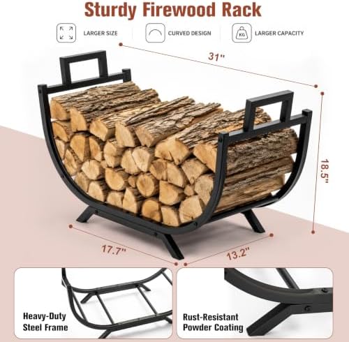 31 inch firewood rack outdoor indoor firewood storage shown in use