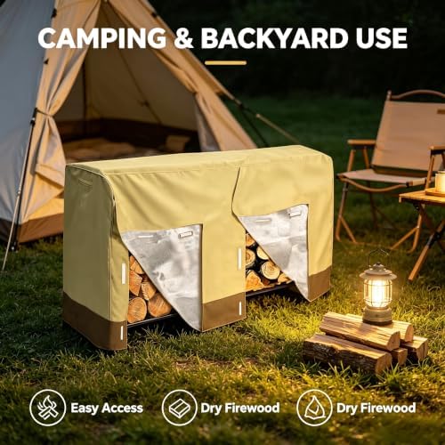 8ft 210d oxford outdoor waterproof firewood rack cover on a desk or shelf