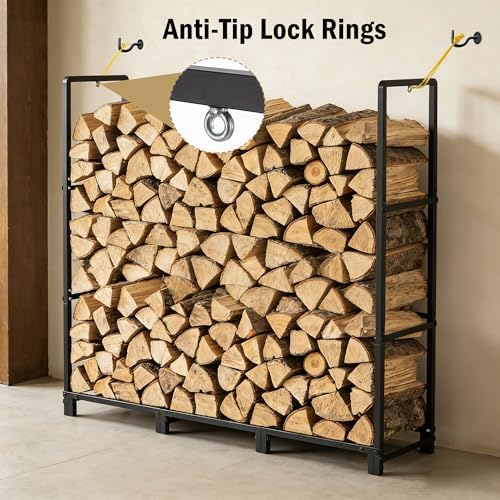 facka 4ft firewood rack outdoor, metal wood rack shown in use
