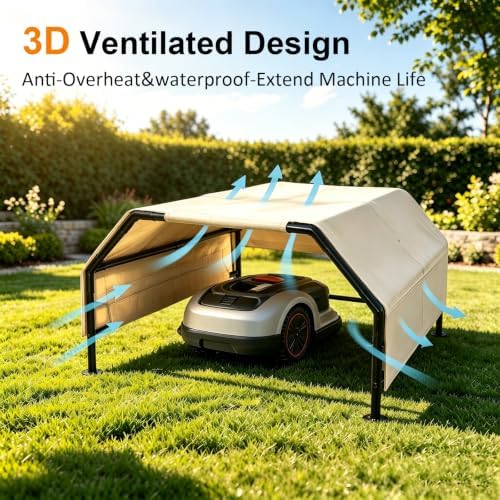 robot mower garage, rainproof uv-proof shelter for all, side view