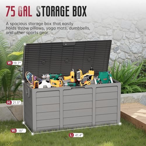 crownland outdoor 75 gallon storage deck box, weatherproof, package contents