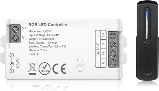 2.4GHz RF RGB LED Strip Controller Remote Kit, Wireless Remote & Tuya