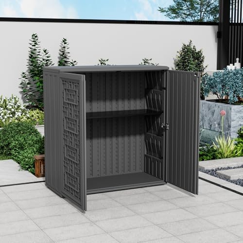 mrosaa storage box outdoor caninet,resin indoor storage box shown in use
