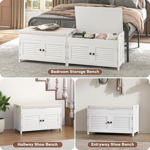 warmhoniu shoe storage bench with lift top storage on a desk or shelf