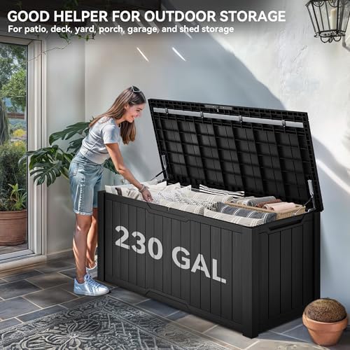 yitahome xxl 230 gallon large outdoor storage deck, close-up detail