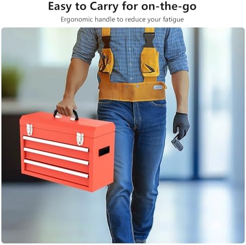 3 drawer metal tool box, portable metal tool, package contents