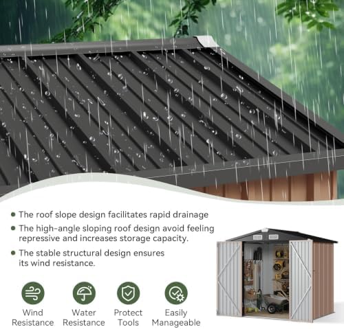 aoxun 6x4 ft shed outdoor storage shed with, side view