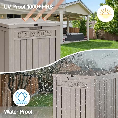 lhbgo package delivery box for outside, 48 gallon showing dimensions