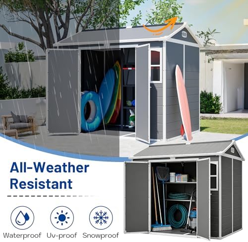 yopto 8x6 ft plastic shed,outdoor storage shed w/, view 11