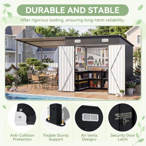 14x6ft outdoor lean to shed & hardtop gazebo, side view