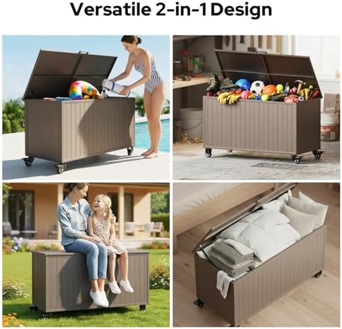 150 gallon outdoor storage box with wheels, metal, package contents