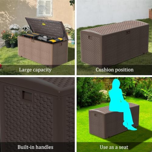 180gal pro brown blow - molded outdoor deck, side view