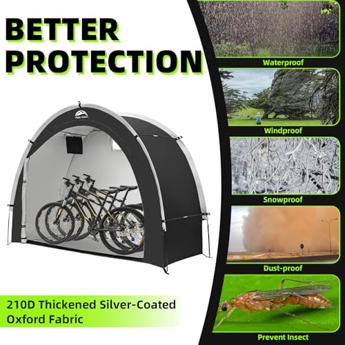 happy travel outdoor waterproof bike storage tent shed, front angle view