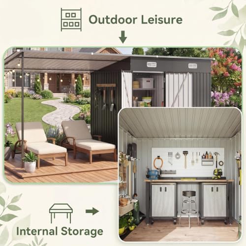 14x6ft outdoor lean to shed & hardtop gazebo showing dimensions