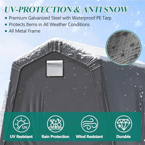 gartoo 8' x 14' outdoor storage shelter shed, side view