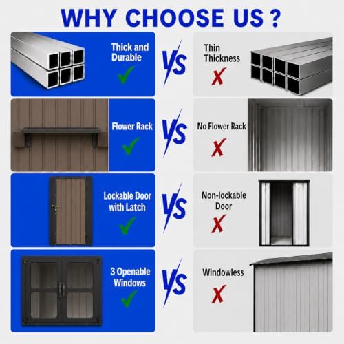 12x10 ft outdoor storage shed with 3 clear on a desk or shelf