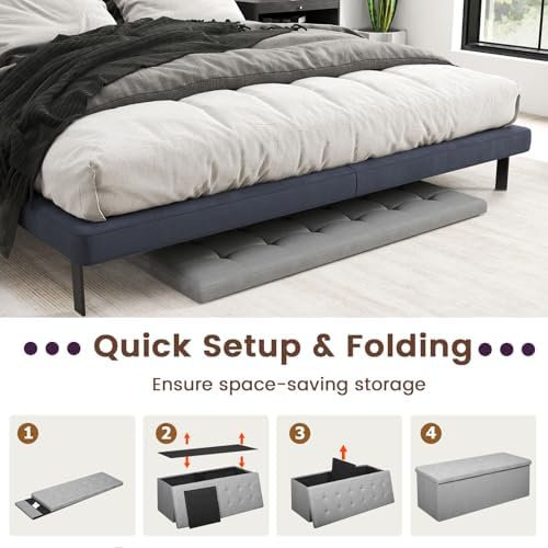 giantex storage ottoman bench, 43" l folding foot on a desk or shelf