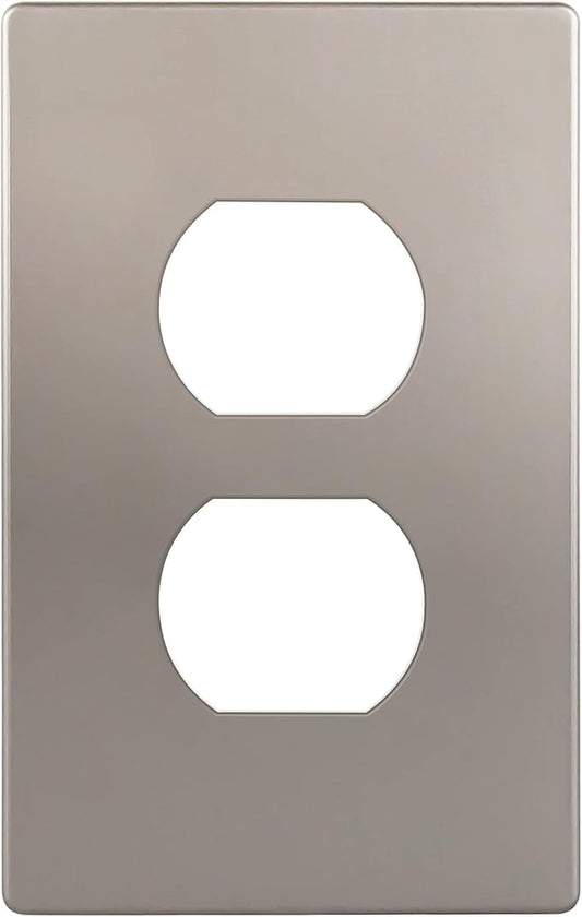 ENERLITES, Nickel Elite Series Duplex Outlet Receptacle Cover, Screwless Wall by Enerlites