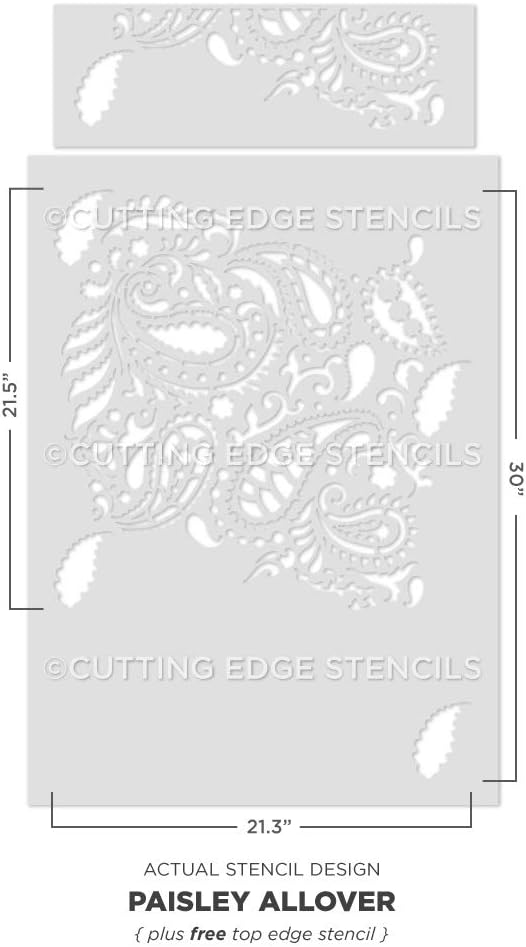 Paisley Allover Wall Stencil – Large Reusable Stencil for Painting Walls – DIY Wallpaper Alternative for Modern Accent Walls and Home Decor