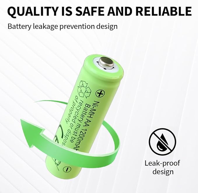 Rechargeable AA Batteries, 1200 mAh, Recharge up to 1000x Times, Pre-Charged - Image 8