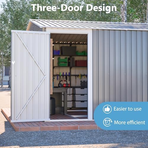 yopto 10x14 ft outdoor storage shed,metal shed w/lockable, view 9