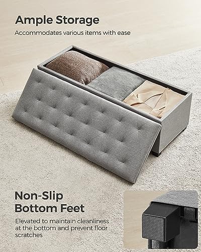 songmics storage ottoman bench, foot rest with legs, front angle view