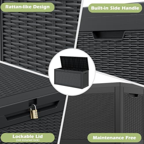 kamaboko outdoor storage box, 65 gallon deck box, side view