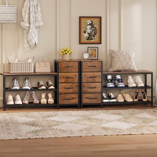 exotica industrial shoe storage bench with 4 drawers, package contents