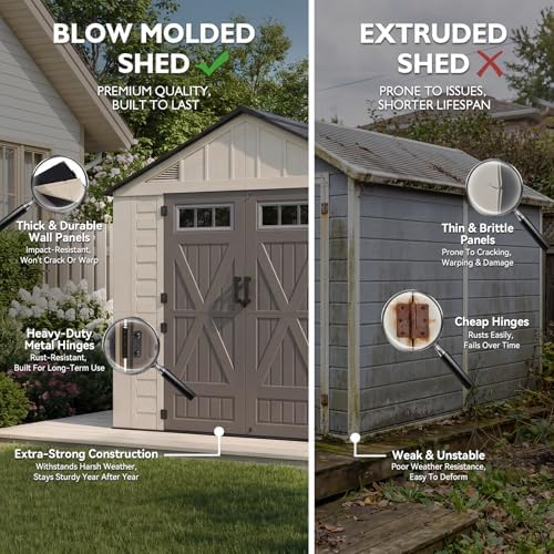 lazysunsets 8x6 ft outdoor storage shed, large resin shown in use
