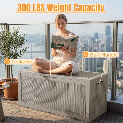 outdoor storage box, 170 gal waterproof resin deck, package contents