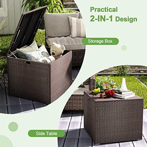 happygrill outdoor storage deck box, 72 gallon square, front angle view