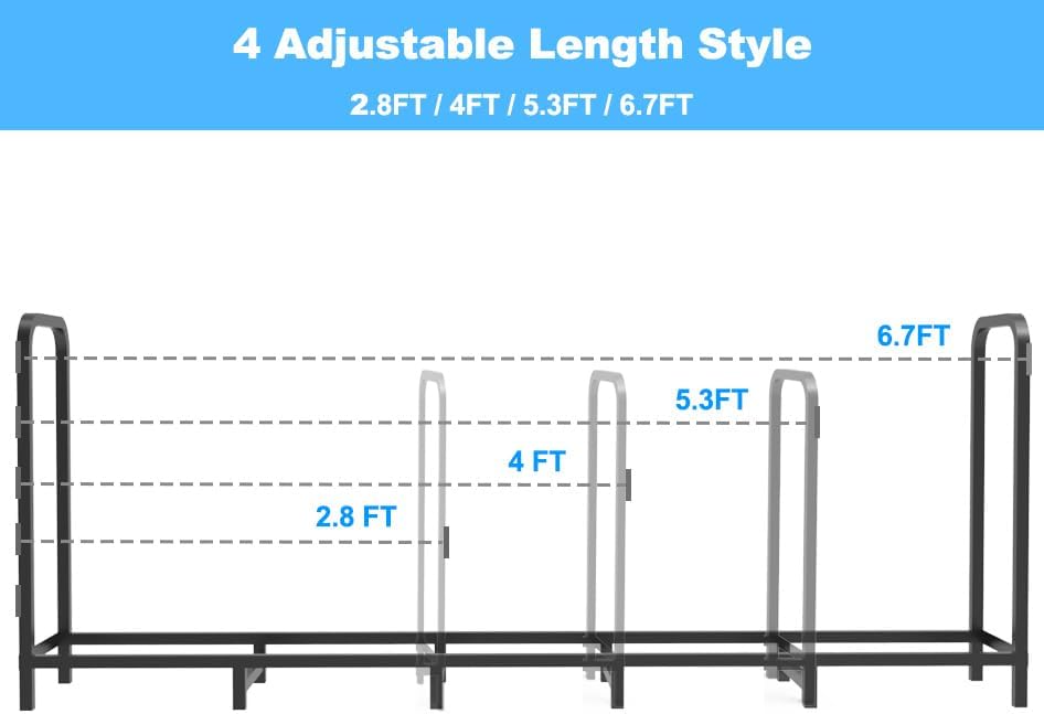 6.7ft firewood rack holder, adjustable heavy duty fire on a desk or shelf