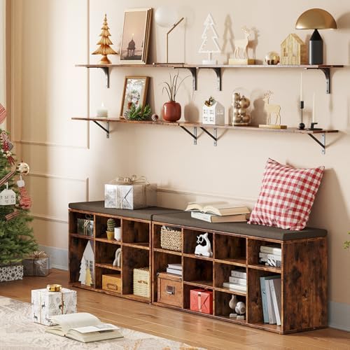dinzi lvj shoe storage bench with cushion, 40.9" shown in use