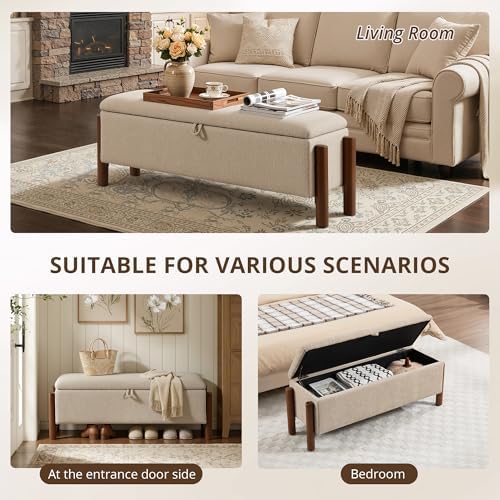 55'' modern storage ottoman benches showing dimensions