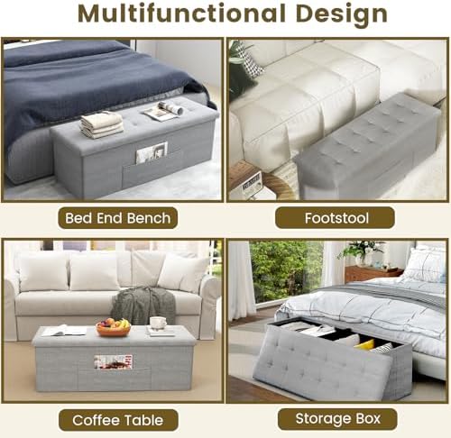 giantex storage ottoman bench, 43" l folding foot, view 9