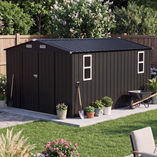 lausaint home 10 x 12 ft outdoor storage, front angle view