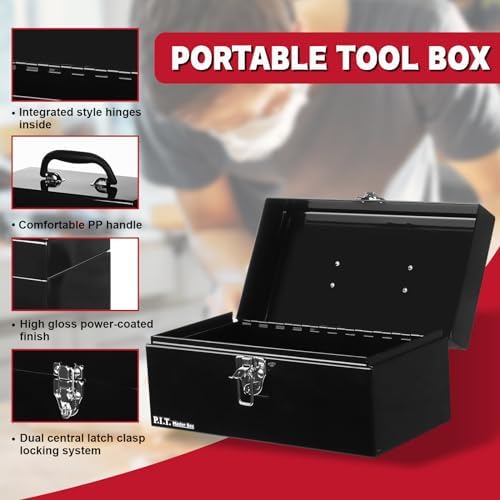 p.i.t. metal tool box 12 inch,portable small toolbox, package contents