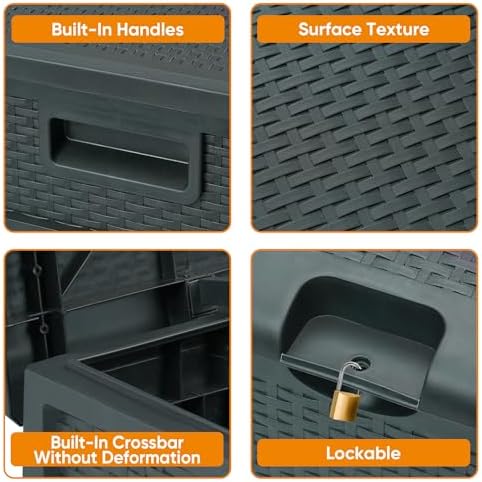 zyjoyy 100 gallon resin deck box waterproof outdoor, side view