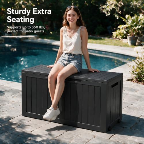 90 gal deck box,waterproof resin outdoor storage gas, package contents
