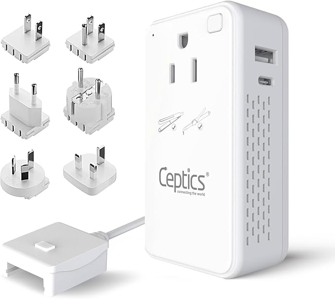 Ceptics Step Down Voltage Converter US to Europe - 200W Convert 220V to 110V by Ceptics