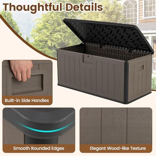 giantex 100 gallon deck box, waterproof resin box, side view