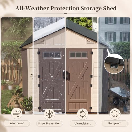 airwire 8x10 ft resin storage shed beige, package contents