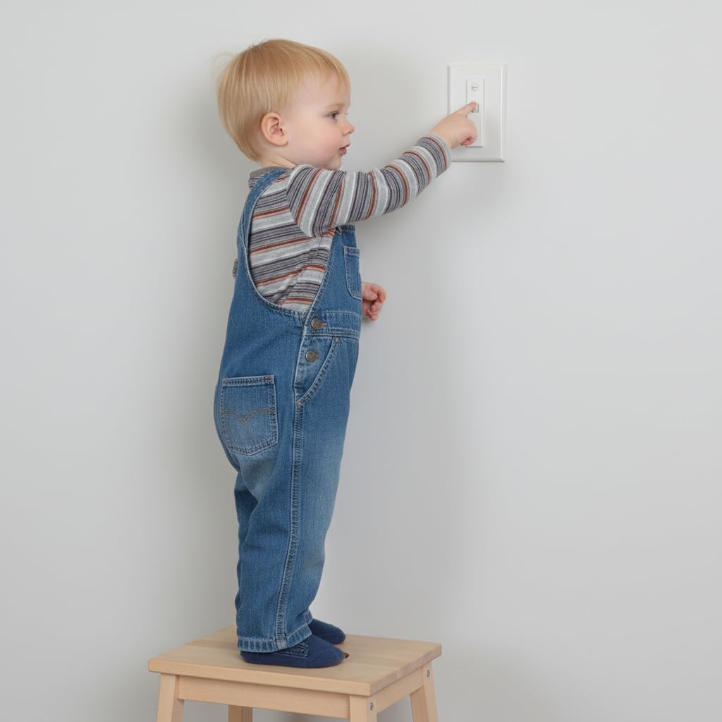 Light Switch Lock - Switch Safety Locker Child Proof Switch Guards for Standard Toggle Switches - Baby Safety Light Switch Cover Protector - Prevents Accidental On/Off (White, 2 Pack)