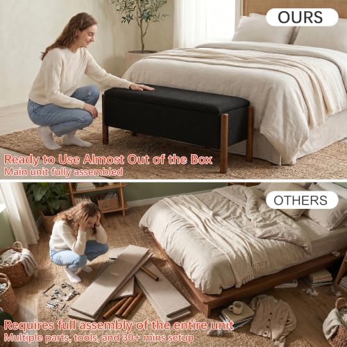 storage ottoman bench, end of bed bench for, close-up detail