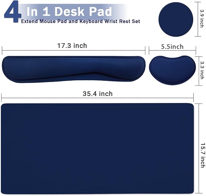 Large Keyboard Mouse Pad Set, Extended Mouse Pad+Keyboard Wrist Rest Support - Image 2