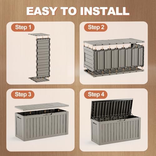 efu outdoor storage box 150 gallon deck box on a desk or shelf
