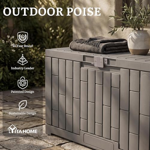 yitahome 60 gallon resin deck box, view 9