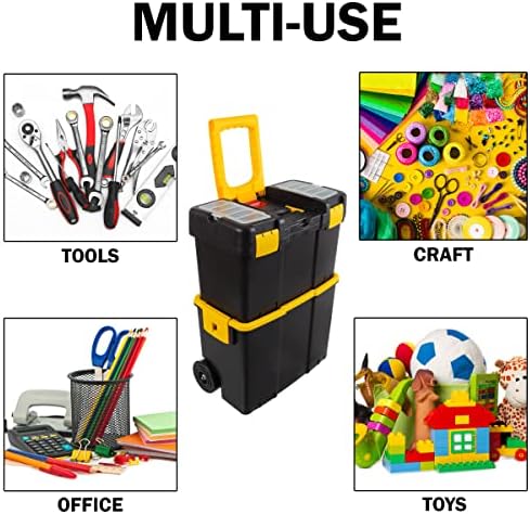 stalwart portable tool box with wheels showing dimensions