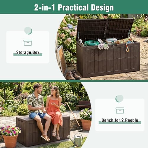 tangkula 100 gallon outdoor storage box with lockable, close-up detail